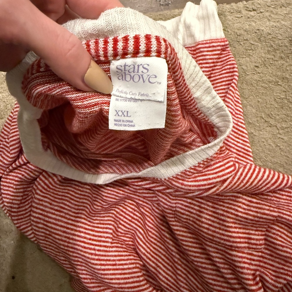 Stars Above Red and White Striped Pajama Top